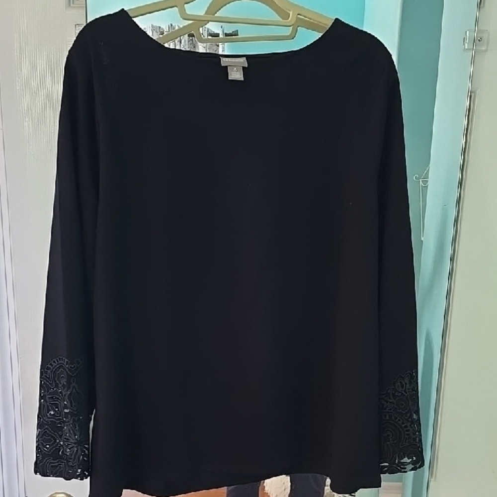 Chico's Black Long Sleeve Boxy Blouse